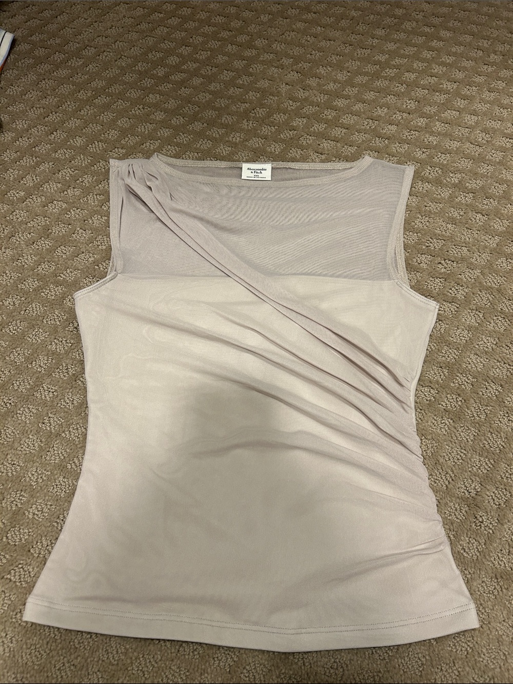 Abercrombie & Fitch Sleeveless Mesh-Yoke Tank in Light Taupe